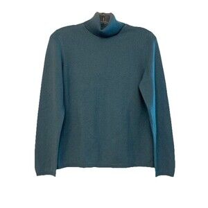 Charter Club 100% Cashmere Turtleneck Long Sleeve Sweater Top Blue Women’s Med